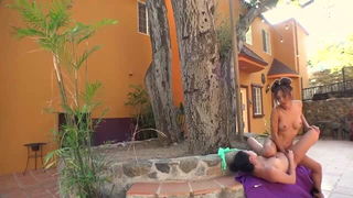 Ayumi Anime and Jade Luv scissoring outdoors free porn
