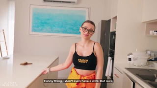 Lily Cute kitchen tease xxx scene