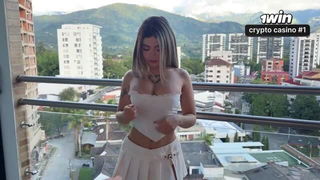 Nath Gomez balcony tease porn video