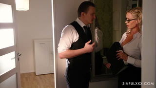 Miss Sally office doorway seduction sex movie