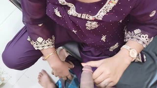 Beautiful Girl handjob in purple traditional dress porn movie